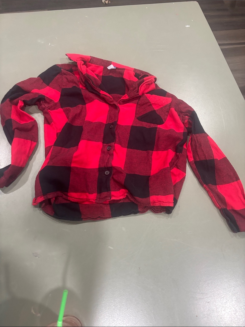 Women’s Red and Black Buffalo Plaid Button-Up Shirt